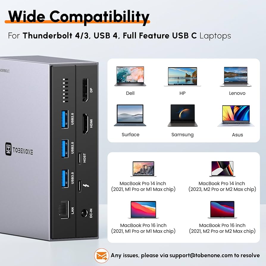 Amazon.com: TobenONE Thunderbolt 4 Dock with Power Adapter